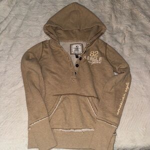 American Eagle Outfitters Men's Beige Hoodie Sweater